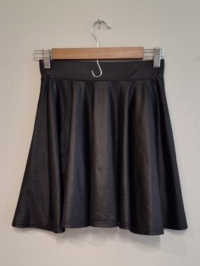 Mini Circle Black Skater Skirt Spandex Size M Y2K